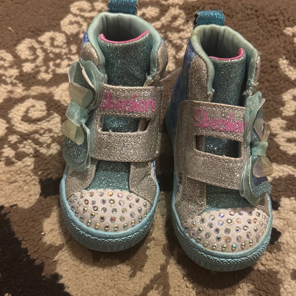 Skechers Kids' Sparkle Sneakers - Blue and Silver - Picture 1 of 4